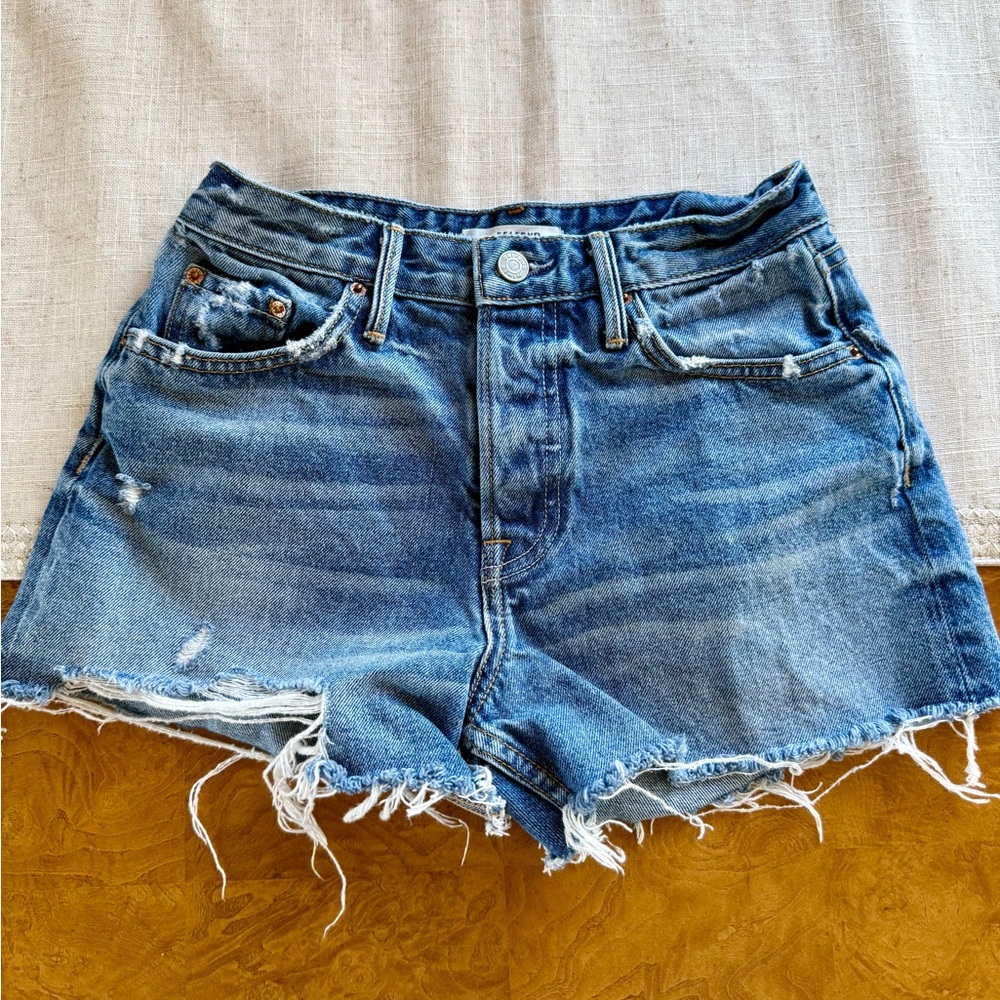 grlfrnd high rise helena denim shorts size 24